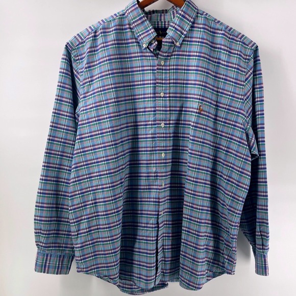 Ralph Lauren Mens Big Tall Plaid Button Down Shirt Long Sleeve Classic Fit 2XB - Picture 5 of 6